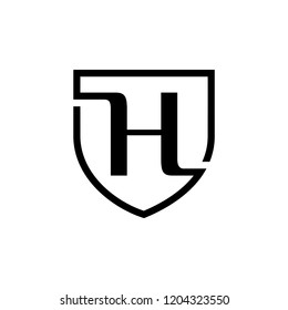 Illustration of a letter / sign H that is joined by a shield symbolizing defense and strength