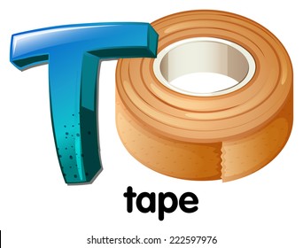 Illustration of a letter t with a sample word