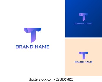 ILLUSTRATION LETTER T TECH GRADIENT PURPLE COLOR LOGO DESIGN SIMPLE VECTOR GOOD FOR APPS, BRAND 