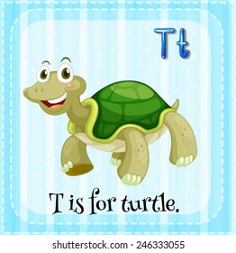 Illustration of a letter T is for turtle
