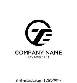 Illustration letter TE sign marks that are joined in the circle logo design