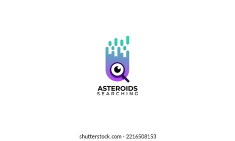 illustration Of Letter U asteroid searching logo design and vector
