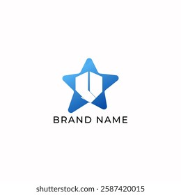 ILLUSTRATION LETTER U WITH STAR GRADIENT BLUE COLOR LOGO ICON TEMPLATE DESIGN VECTOR