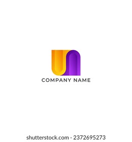 ILLUSTRATION LETTER UN GRADIENT PURPLE ORANGE COLOR TECH GEOMETRIC LOGO ICON TEMPLATE ELEMENT DESIGN VECTOR