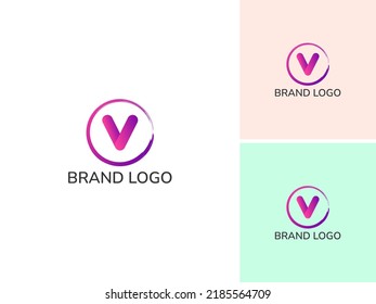 LETRA DE ILUSTRACIÓN V CON VECTOR MODERNO DE DISEÑO DE ICONOS DE LOGOTIPO MODERNO DE COLOR GRADIENTE EN CÍRCULO