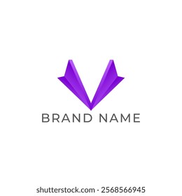 ILLUSTRATION LETTER V GEOMETRIC  LOGO ICON PURPLE GRADIENT COLOR TEMPLATE SIMPLE ELEMENT DESIGN VECTOR