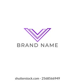 ILLUSTRATION LETTER V GEOMETRIC  LOGO ICON PURPLE GRADIENT COLOR TEMPLATE SIMPLE ELEMENT DESIGN VECTOR