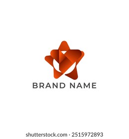 ILLUSTRATION LETTER V WITH STAR GRADIENT ORANGE COLOR LOGO ICON TEMPLATE DESIGN VECTOR