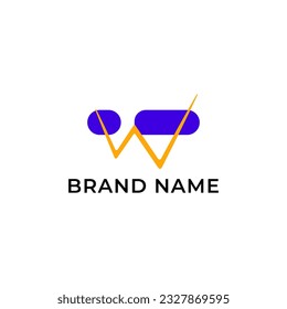 ILLUSTRATION LETTER W WITH LINE GEOMETRIC LOGO ICON ORANGE COLOR TEMPLATE SIMPLE MINIMALIST DESIGN SIMPLE VECTOR GOOD FOR APPS, BRAND 