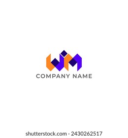 ILLUSTRATION LETTER W AND M GEOMETRIC LOGO ICON FLAT COLOR TEMPLATE SIMPLE MINIMALIST ELEMENT DESIGN SIMPLE VECTOR GOOD FOR APPS, BRAND 