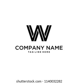 Illustration letter W sign modern form logo design