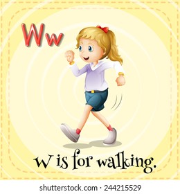 Illustration of a letter W is for walking