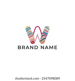 ILLUSTRATION LETTER W WITH WAVY LINES SIMPLE FLAT COLOR TEMPLATE DESIGN LOGO ICON VECTOR