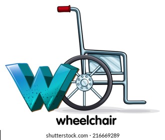 Illustration of a letter W for wheelchair on a white background