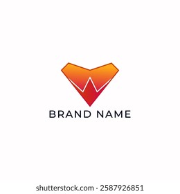 ILLUSTRATION LETTER WV GEOMETRIC LOGO ICON GRADIENT ORANGE COLOR TEMPLATE SIMPLE MINIMALIST ELEMENT DESIGN SIMPLE VECTOR GOOD FOR APPS, BRAND 