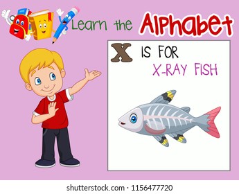 Illustration of letter X is for X-Ray Fish