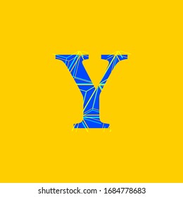illustration of letter Y with sparkles effect and bright lines in vivid colors for party, digital editable vector