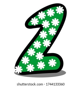 Illustration of letter Z. Letter Z with green grass and white background. Vector illustration of alphabet letters.