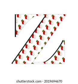 An illustration of the letter Z  with a red apple motif, suitable for children's books and magazines, suitable for designing children's toys as well as for other business purposes.
