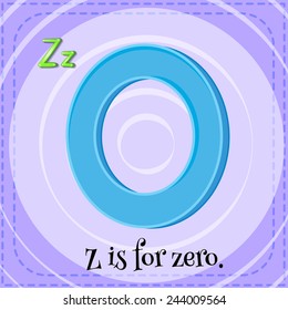 Illustration of a letter z is for zero