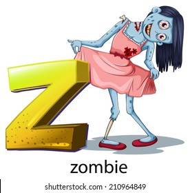 Illustration of a letter Z for zombie on a white background