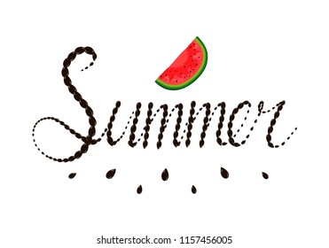 Illustration of lettering cummer and watermelon inside