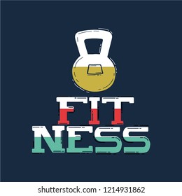  Illustration and lettering "Fitness". Quote made in vector.