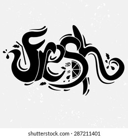 Illustration lettering Fresh.Vector