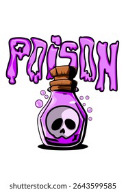 Illustration and lettering of a poison bottle