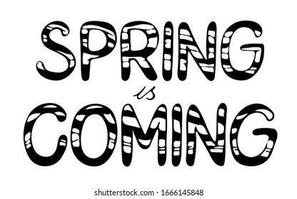 Illustration of Lettering Spring is coming brushlettering  EPS10