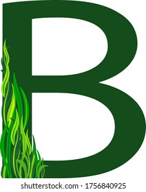 illustration of letters of the alphabet decorated with herbs of different green shades
