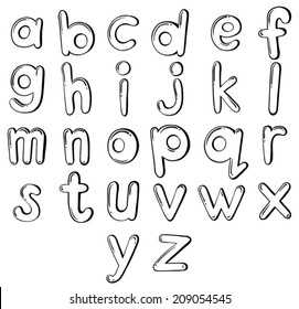 Illustration of the letters of the alphabet on a white background