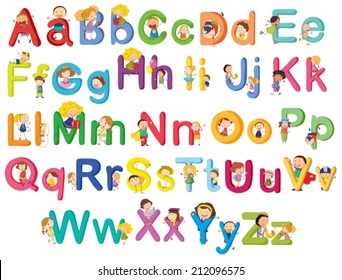Illustration of the letters of the alphabet on a white background