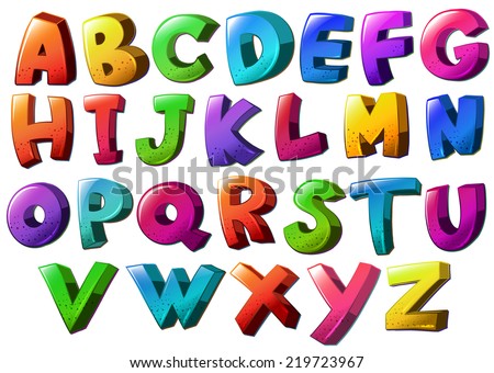 Illustration of the letters of the alphabet on a white background 