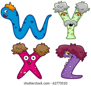 Illustration of Letters of the Alphabet Represented by Monsters (8)