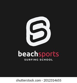 illustration of letters B and S in negative space for logo design template on black background