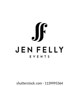 Illustration letters JF in the form of feminine and modern logo design