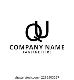Illustration Buchstaben Monogram Logo QU, UQ, Q und U.