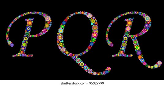 Illustration of letters on black background