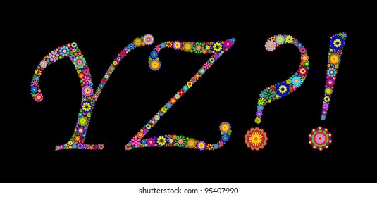 Illustration of letters on black background
