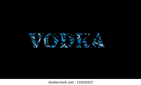 Illustration letters Vodka blue