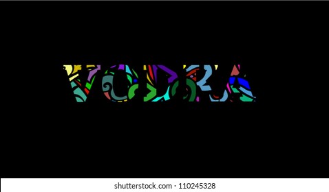 Illustration letters Vodka different colors
