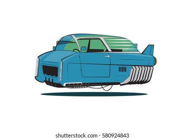 Illustration Levitate Vehicle Flying Cars Future Stock Vector (Royalty ...