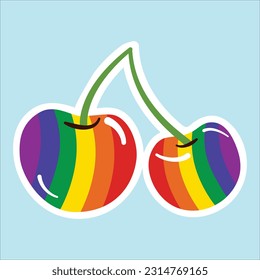 Illustration lgbt cherry fruit sticker