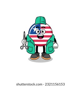 Illustration of liberia flag mascot as a surgeon , character design