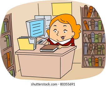 Illustration of a Librarian at Work