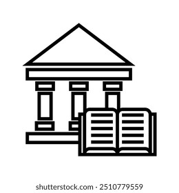 illustration of a library and university, building with book icon vector