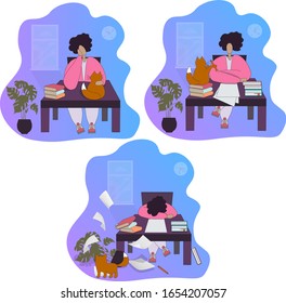 
Illustration of the life of a girl and her cat