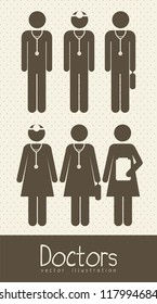 Illustration of Life icons, doctors men and women, vector illustration