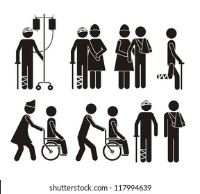 Illustration Of Life Icons, Hospital Signage, Vector Illustration